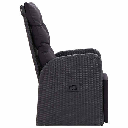 Reclining Patio Chairs with Cushions 2 pcs Black Poly Rattan