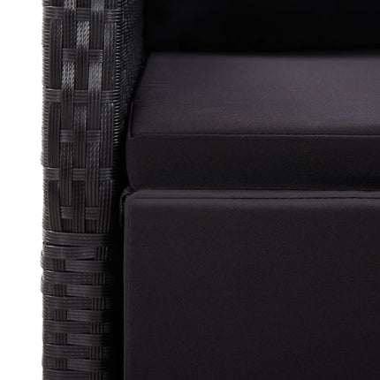 Reclining Patio Chairs with Cushions 2 pcs Black Poly Rattan