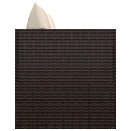 Patio Lounge Bed with Cushions Brown Poly Rattan