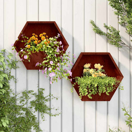 Wall Planter Set of 2 Rusty Corten Steel Medium