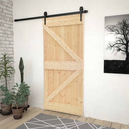 Door NARVIK Natural 35.43 x 82.68 in Solid Pine Wood