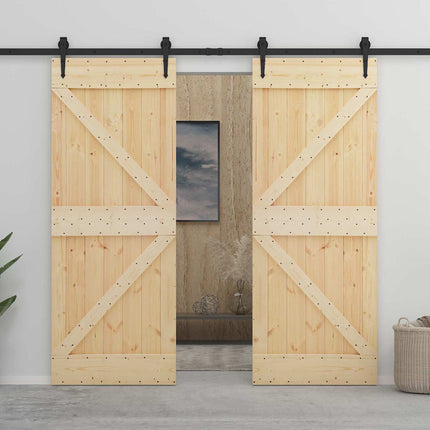 Door NARVIK Natural 35.43 x 82.68 in Solid Pine Wood