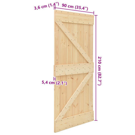 Door NARVIK Natural 35.43 x 82.68 in Solid Pine Wood