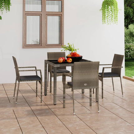 Patio Chairs with Cushions 4 pcs Poly Rattan Gray