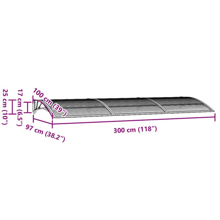 Door Canopy Black 118.1"x39.4" Polycarbonate