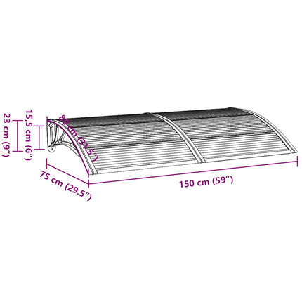 Door Canopy Gray 59.1"x29.5" Polycarbonate