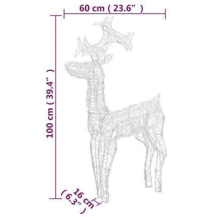 Reindeer Christmas Decorations 3 pcs 23.6"x6.3"x39.4" Acrylic