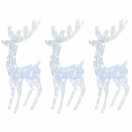 XXL Acrylic Christmas Reindeers 250 LED 3 pcs 70.9" Cold white