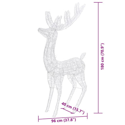 XXL Acrylic Christmas Reindeers 250 LED 3 pcs 70.9" Cold white