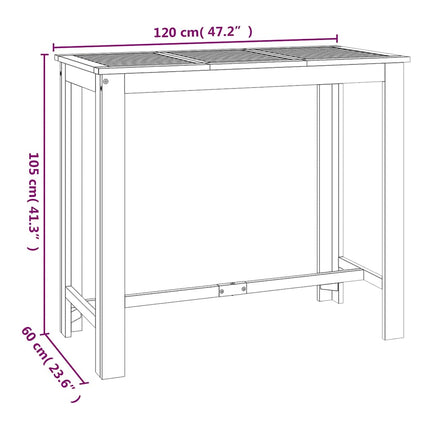 Patio Bar Table 47.2"x23.6"x41.3" Solid Wood Acacia