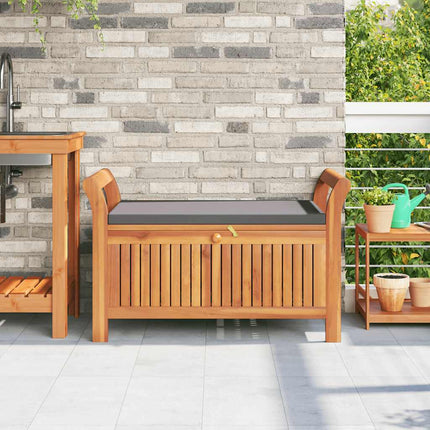 Patio Storage Bench with Cushion 35.8" Solid Wood Acacia