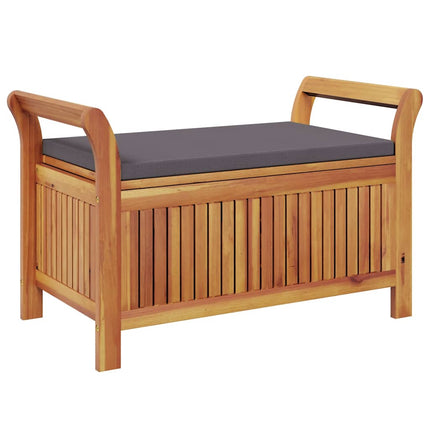 Patio Storage Bench with Cushion 35.8" Solid Wood Acacia