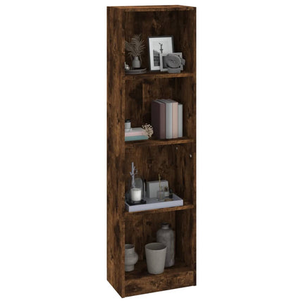 4-Tier Book Cabinet Smoked Oak 15.7"x9.4"x56.3" Engineered Wood