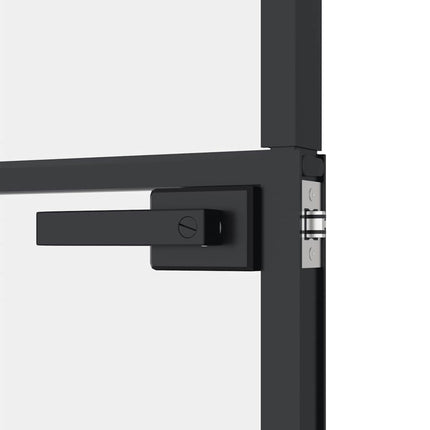 Interior Door Black 36.6"x79.3" Tempered Glass&Aluminum Slim