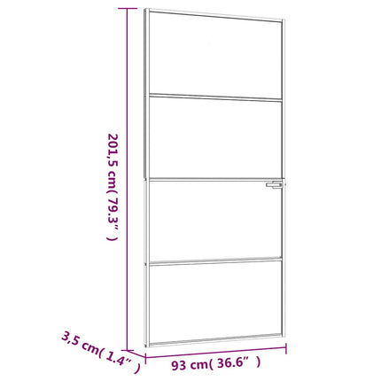 Interior Door Black 36.6"x79.3" Tempered Glass&Aluminum Slim