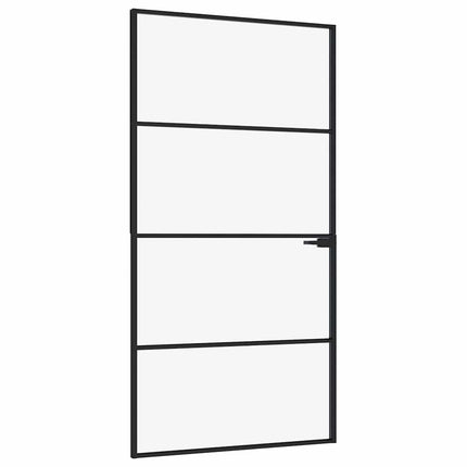 Interior Door Black 40.2"x79.3" Tempered Glass&Aluminum Slim