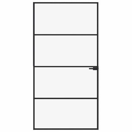 Interior Door Black 40.2"x79.3" Tempered Glass&Aluminum Slim