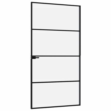 Interior Door Black 40.2"x79.3" Tempered Glass&Aluminum Slim