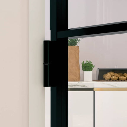 Interior Door Black 40.2"x79.3" Tempered Glass&Aluminum Slim