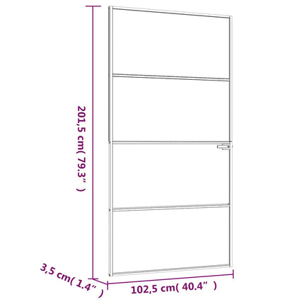 Interior Door Black 40.2"x79.3" Tempered Glass&Aluminum Slim