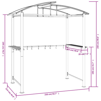 BBQ Gazebo with Side Shelves Anthracite 82.7"x44.9"x90.6" Steel