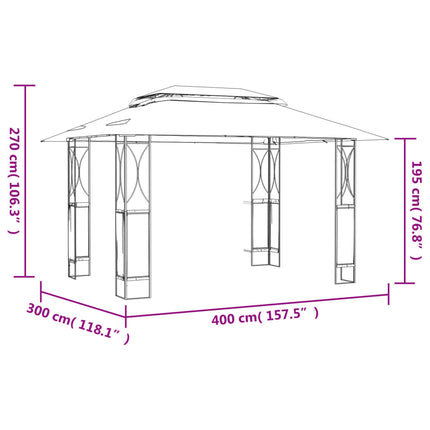 Gazebo with Roof Anthracite 157.5"x118.1"x106.3" Steel