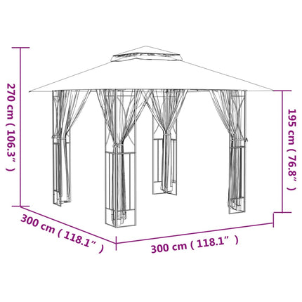 Gazebo with Sidewalls Anthracite 118.1"x118.1"x106.3" Steel