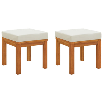Patio Stools with Cushions 2 pcs 15.7"x15.7"x16.5" Solid Wood Acacia