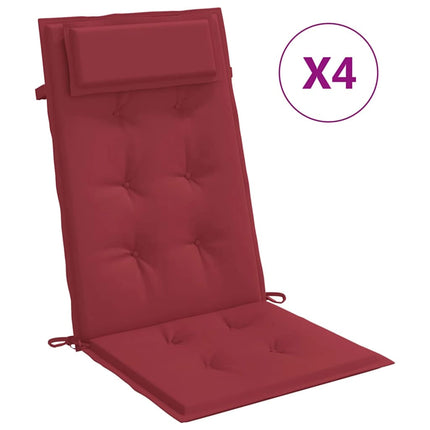 Highback Chair Cushions 4 pcs Wine Red Oxford Fabric