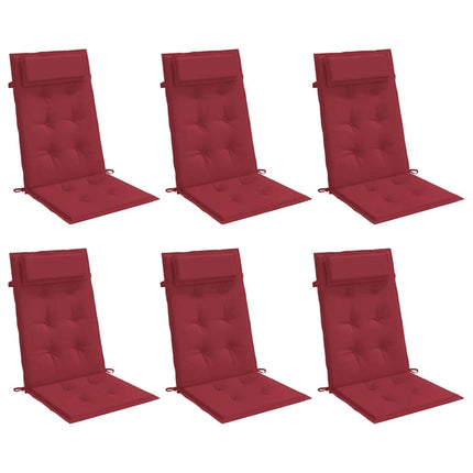 Highback Chair Cushions 6 pcs Wine Red Oxford Fabric