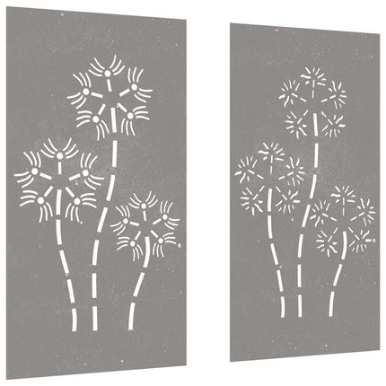 Patio Wall Decorations 2pcs 41.3"x21.7" Corten Steel Flower Design