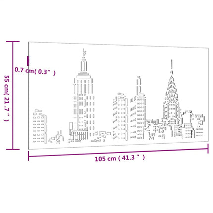 Patio Wall Decoration 41.3"x21.7" Corten Steel Skyline Design