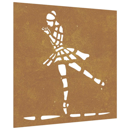 Patio Wall Decoration 21.7"x21.7" Corten Steel Ballet Dancer Design