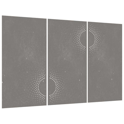 Patio Wall Decorations 3 pcs 41.3"x21.7" Corten Steel Sun Design