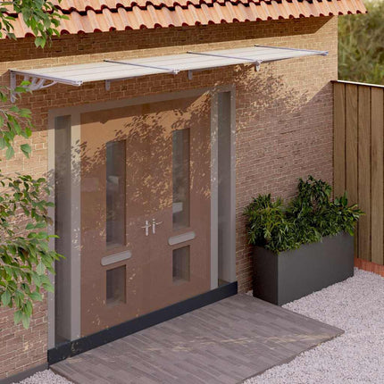 Door Canopy Gray and Transparent 141.1"x35.4" Polycarbonate