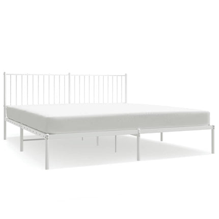 Metal Bed Frame without Mattress with Headboard White 72"x83.9