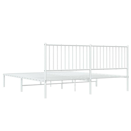 Metal Bed Frame without Mattress with Headboard White 72"x83.9