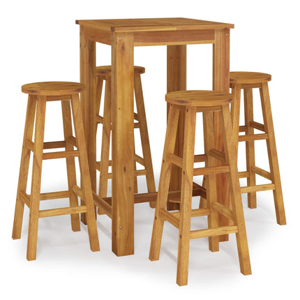 5 Piece Patio Bar Set Solid Wood Acacia