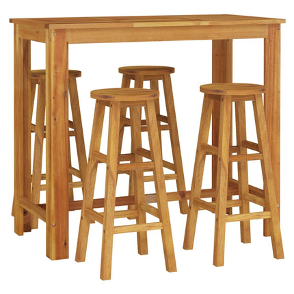 5 Piece Patio Bar Set Solid Wood Acacia