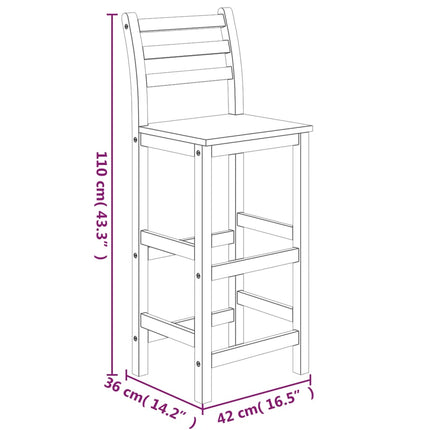 5 Piece Patio Bar Set Solid Wood Acacia