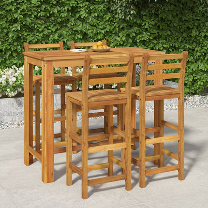 5 Piece Patio Bar Set Solid Wood Acacia