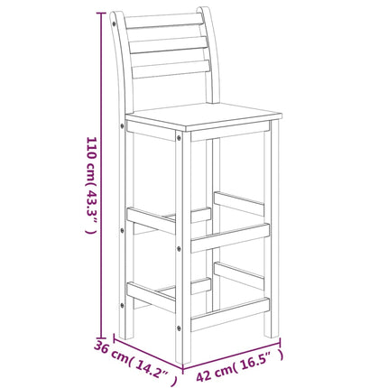 7 Piece Patio Bar Set Solid Wood Acacia
