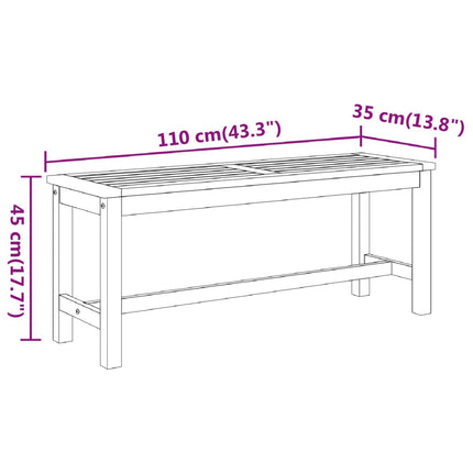 Patio Bench 43.3"x13.8"x17.7" Solid Wood Acacia