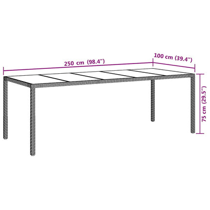 Garden Table Grey 98.43 x 39.37 x 29.53 in Poly Rattan