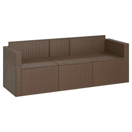 3-Seater Patio Sofa with Cushions Brown Poly Rattan