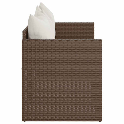 3-Seater Patio Sofa with Cushions Brown Poly Rattan