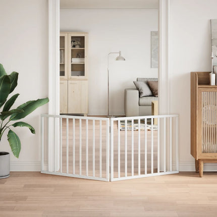 Dog Gate Foldable 2 Panels White 63.0 " Poplar Wood