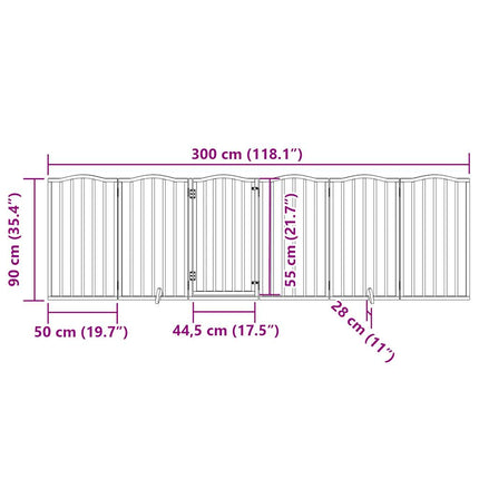 Dog Gate with Door Foldable 6 Panels 300 cm Poplar Wood
