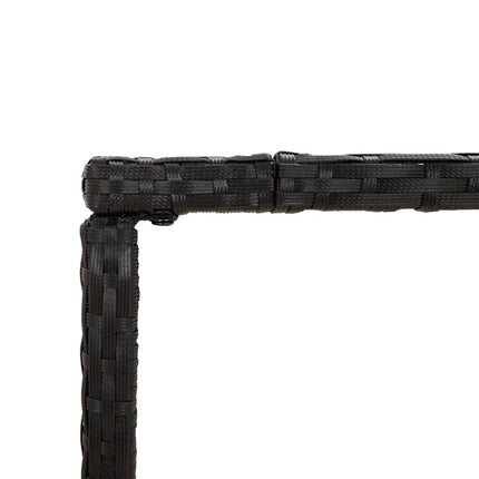 Bar Table with Glass Top Black 27.6"x27.6"x43.3" Poly Rattan