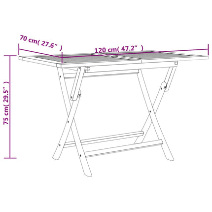 Folding Patio Table Gray 47.2"x27.6"x29.5" Solid Wood Teak